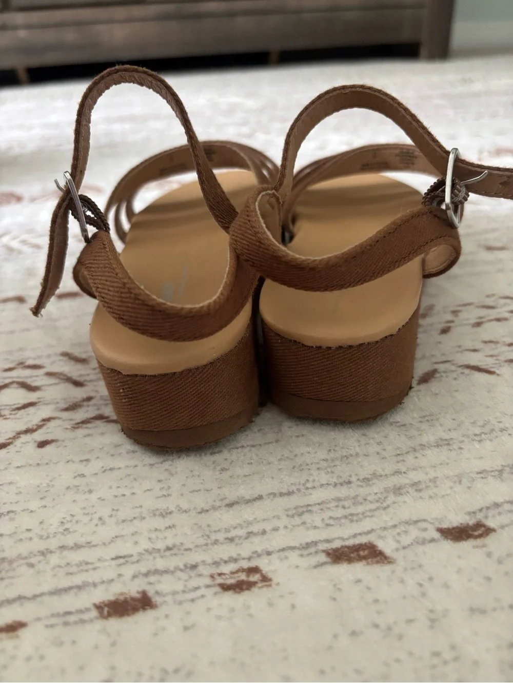 Girls’ Old Navy Brown Multi-Strap Ankle Buckle Wedge Sandals